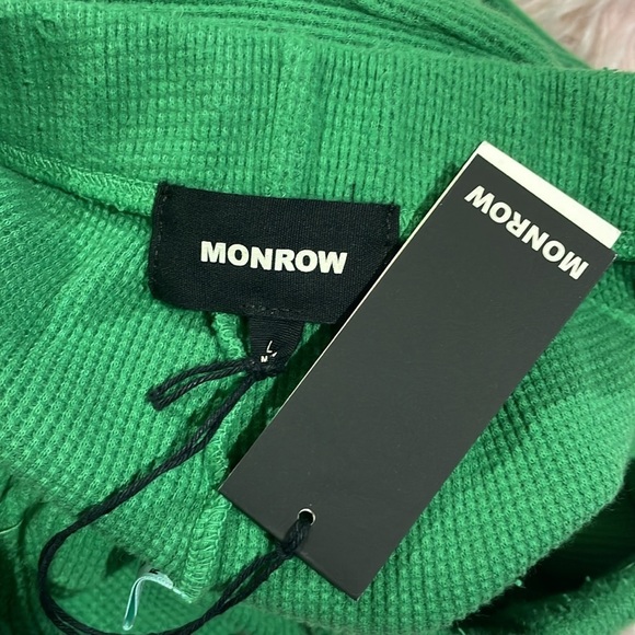 NWT Monrow Thermal Wide Leg Slit Side Pants Clover - Picture 4 of 9